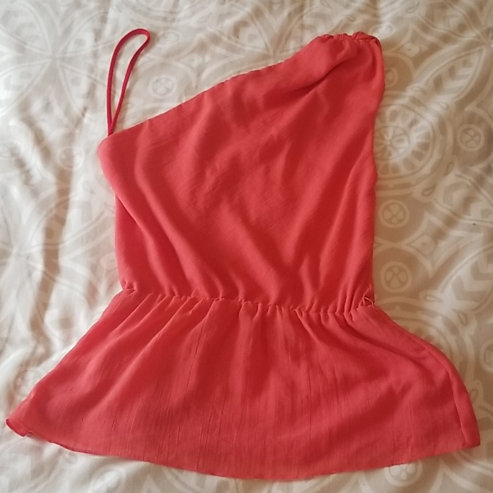 Alice + Olivia One Shoulder Coral Top